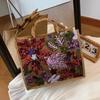 Colorful Sequins Bamboo Knot Handbag Large Capacity Chinese Style Lace Weaving Tote Bags Bamboo Knot Retro