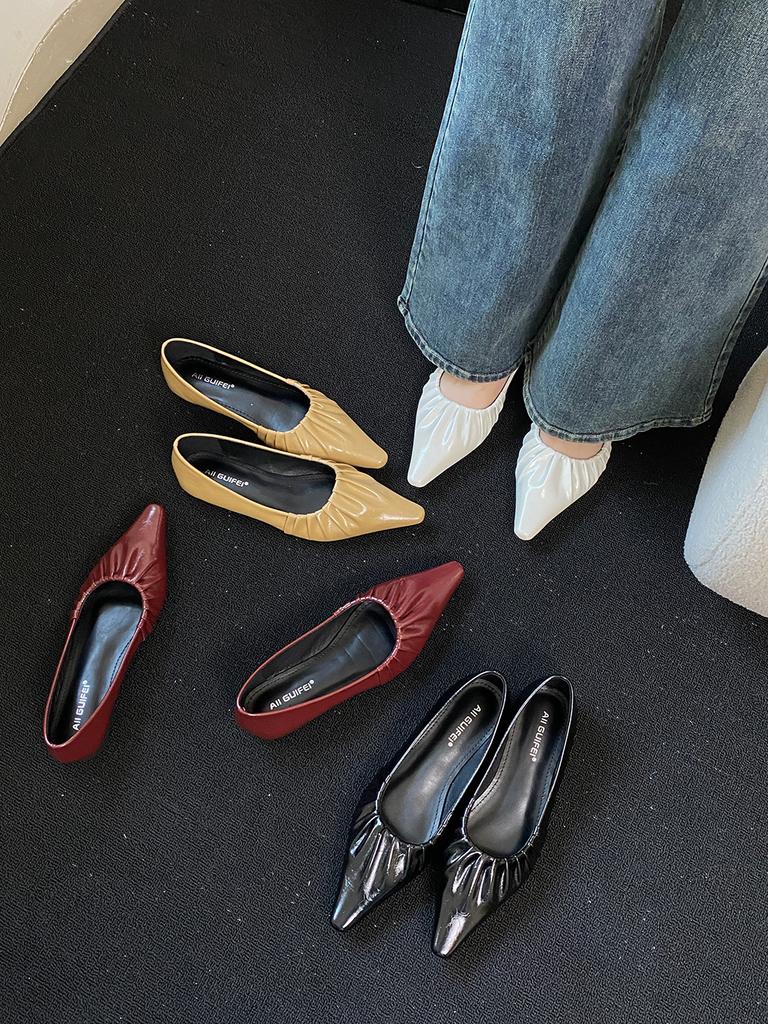 Mode Spitzschuh Damen Slipper 2024 Neuheiten Herbst Frühling Kleiderschuhe Niedrig Absatz Slip On Party Pumps Casual Kleid Größe 35-39