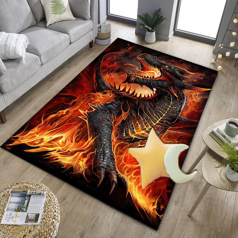 Fiery Dragon Artwork Office Rug Chair Mat, Entryway Carpet, Suitable for Front Door, Bedroom, Living Room, Desk, Holiday Gift