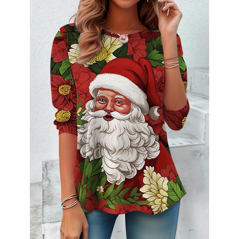 Women's Sweatshirt 3D Prints Christmas Theme Kawaii Graphics long sleeve T-shirt Casual Loose Fit O-Neck Tee Long Sleeve Tops
