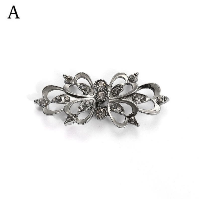 New Alloy Press-button Brooch Flower Diamond-set Cotton Coat Pair Buckle Clothing Scarf Buckle Anti-exposed Pin