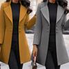 Abrigo de lana para mujer, de color liso, fino, con solapa larga, estilo europeo y americano, para otoño e invierno