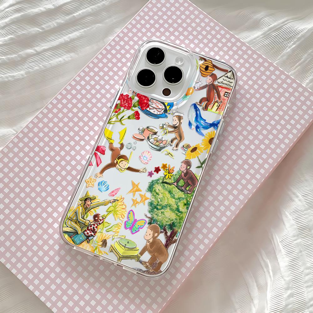 Tongue Sticking Monkey Phone Case For iPhone 17 16 16e 15 14 13 12 11 Mini Pro Max X XR XSMax 8 Air Plus Transparent Back Cover