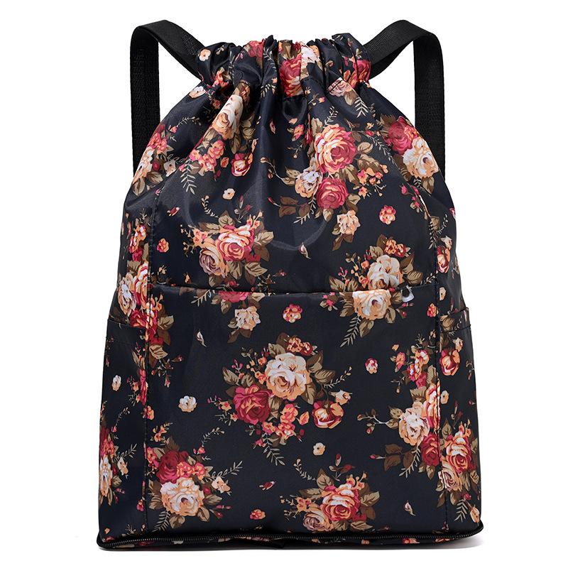Women's Printed Drawstring Backpack Lightweight Sports and Fitness Backpack Travel Backpack