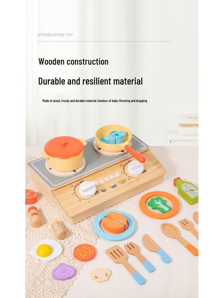 Wooden Pretend Play Cooking Set: Fruits, Vegetables, Meats & Cutlery Toy