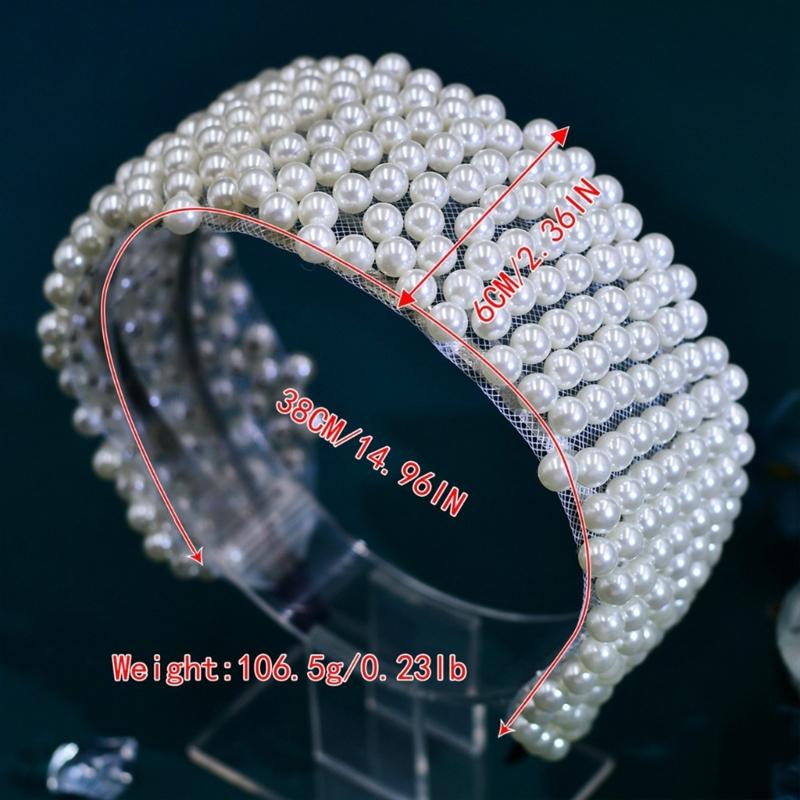 Elegant Faux Pearls Headbands Rhinestones Hair Hoop Girls Hairband for Weddings and Parties