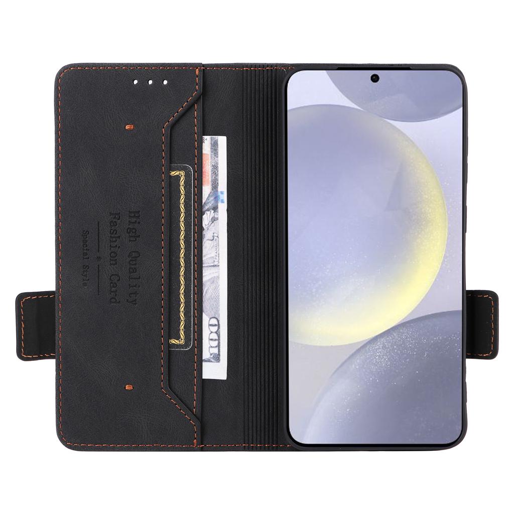 For Samsung Galaxy S25 Case Leather Wallet Flip Phone Cover with Hardware Decor