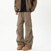 Men's Trendy Spring/Autumn Pleated Wide-Leg Overalls - Stylish, Handsome, and Casual Straight-Leg Trousers.