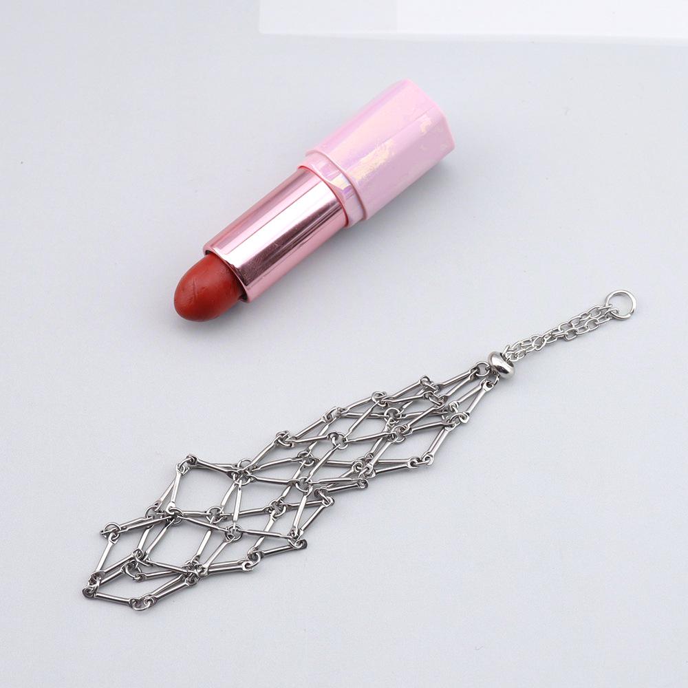 

Fashion Metal Mesh Crossbody Bag Charm Keychain Lipstick Accessory