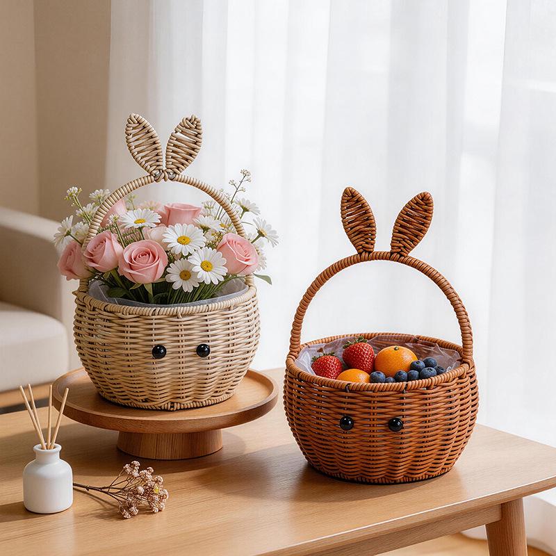 Handcrafted Rattan-Style Basket: Multi-Purpose for Storage, Fruit, Flowers, Souvenirs, or Outdoor Use