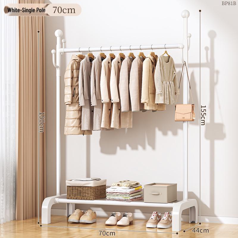Floor-Standing Balcony Clothes Rack, Indoor Hat Holder, Simple Bedroom Storage, and Hanging Pole.