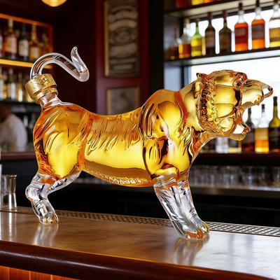 Tiger Glass Whiskey Decanter Heat Cold Resistant Handcrafted Liquor 500/1000ml Decanter Unique Alcohol Decanter Gift for Wine Whiskey Rum