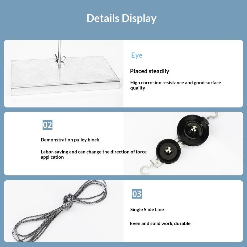 Junior High School Physics Experiment Pulley System Stand Metal Hooks Rectangular Box Spring Balance Model 4 Teaching Aid