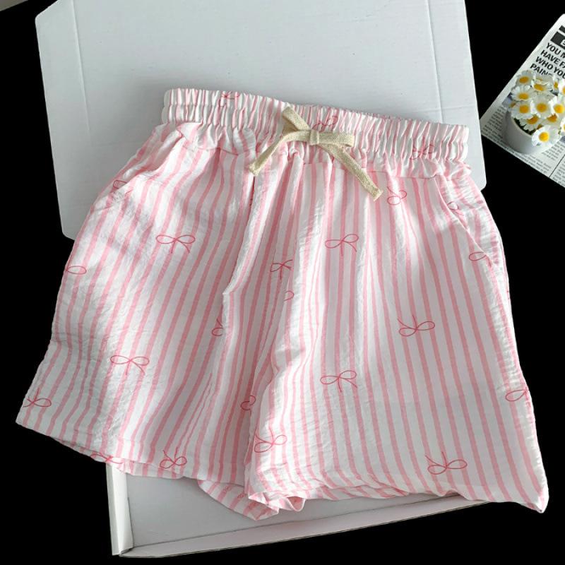 

One-piece suspender vest with chest pad, human cotton women s summer pure desire wind bow striped pants, loungewear cool Korean version M