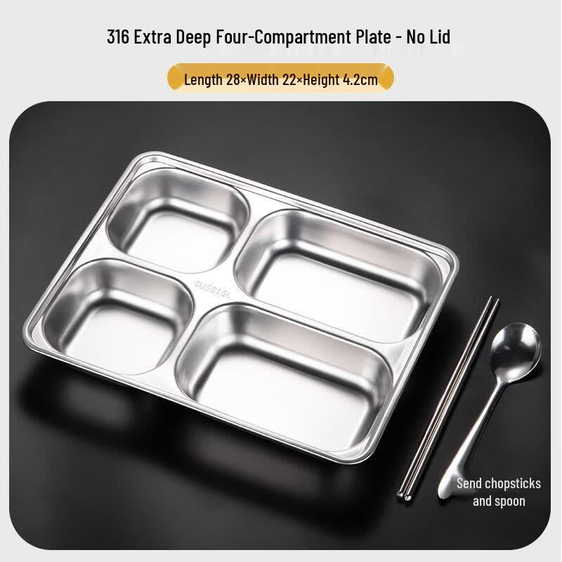 316 Stainless Steel 4-Compartment Lunch Tray