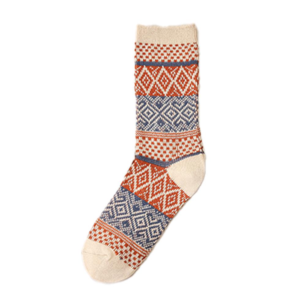 Winter Socks for Women, Mid-calf, Ethnic Style, Retro Girls, Versatile, Warm, Double-needle, Double-path Socks
