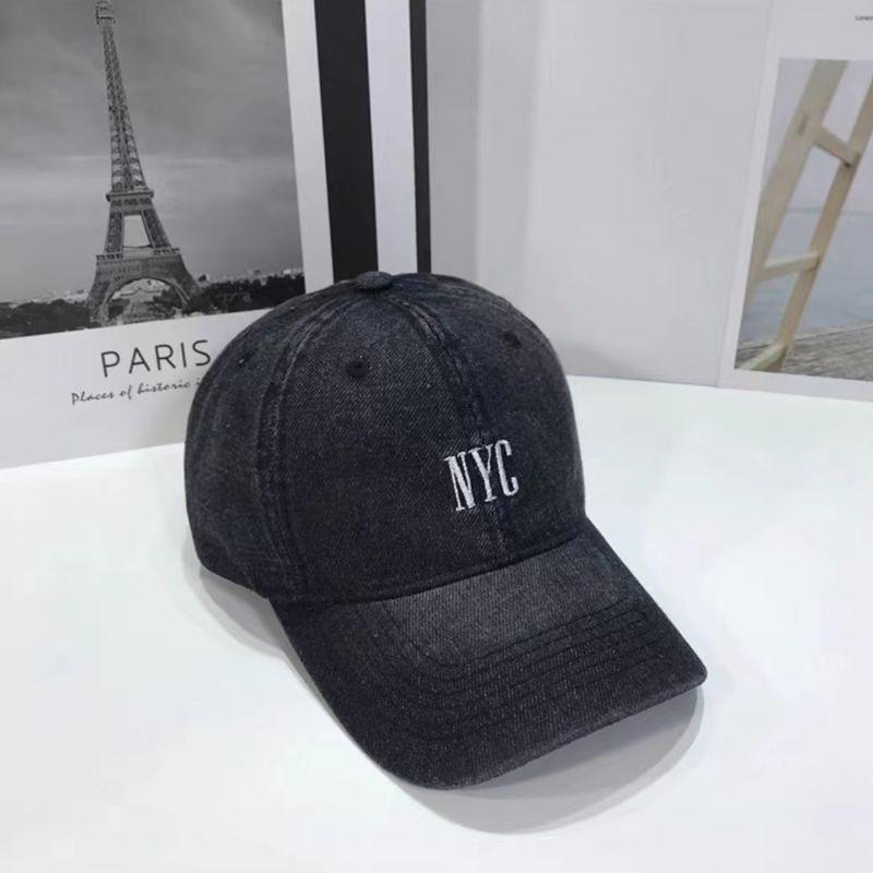 Hat women spring and summer letter embroidery denim baseball cap ins versatile casual retro couple cap men