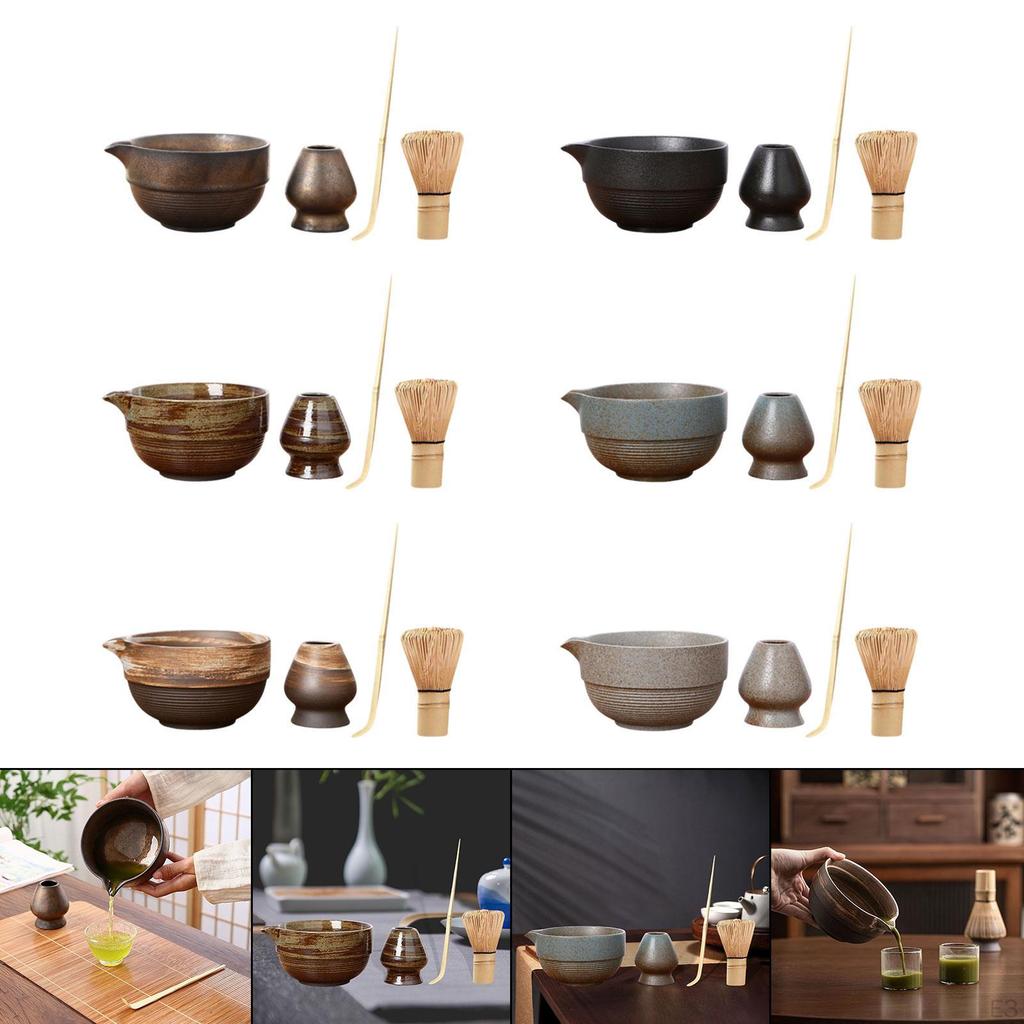 4 stück Matcha Schüssel Bambus Schneebesen und Halter Tee für Liebhaber Zeremonie Werkzeuge
