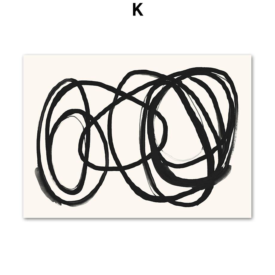 Black White Striped Girl Geometric Lines Curve Posters And Prints Wall Art Canvas Painting For Living Room Decorative Pictures