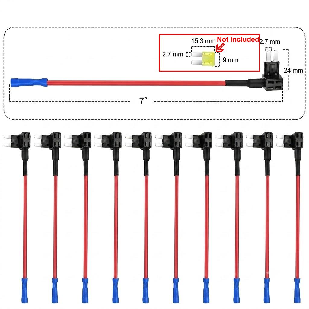 10pcs 12V Car Fuse Holder Add-a-circuit TAP Adapter Micro Standard ATM APM Blade MINI Medium Simple Safety Device Auto Fuse Fuse Holders1