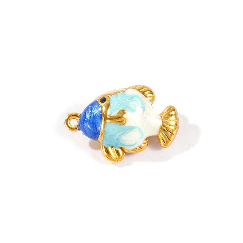 2pcs Stainless Steel Charms Ocean Fish Animal Multicolor Enamel Pearlized Pendants For Women DIY Necklace Jewelry 22mm x 15mm