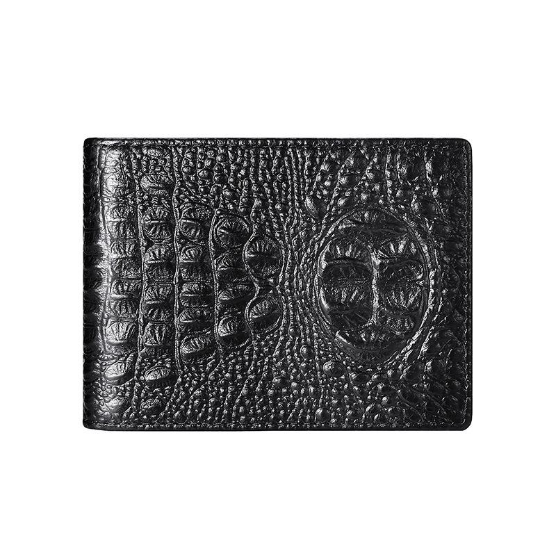Men's Genuine Crocodile-Embossed Leather Wallet with ID Card Slot & Multiple Pockets - Compact Business RFID Blocking