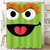 Green Monster Face Shower Curtain: Fun Bathroom Decor for Kids Adults Waterproof Fabric with Hook Rings (180 x 180 cm)