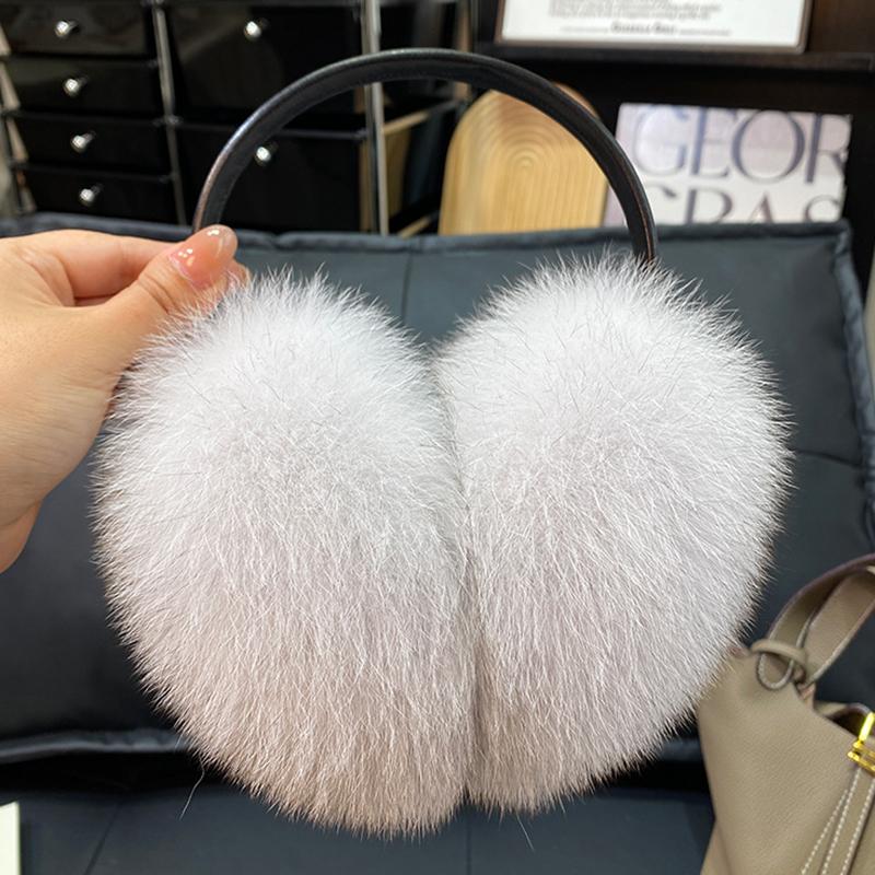 New Winter Real Fox Fur Earmuffs for Women Natural Fox Fur Scarves Dual Use Genuine Warmer Plush EarMuff Outdoor Solid Fur Scarf