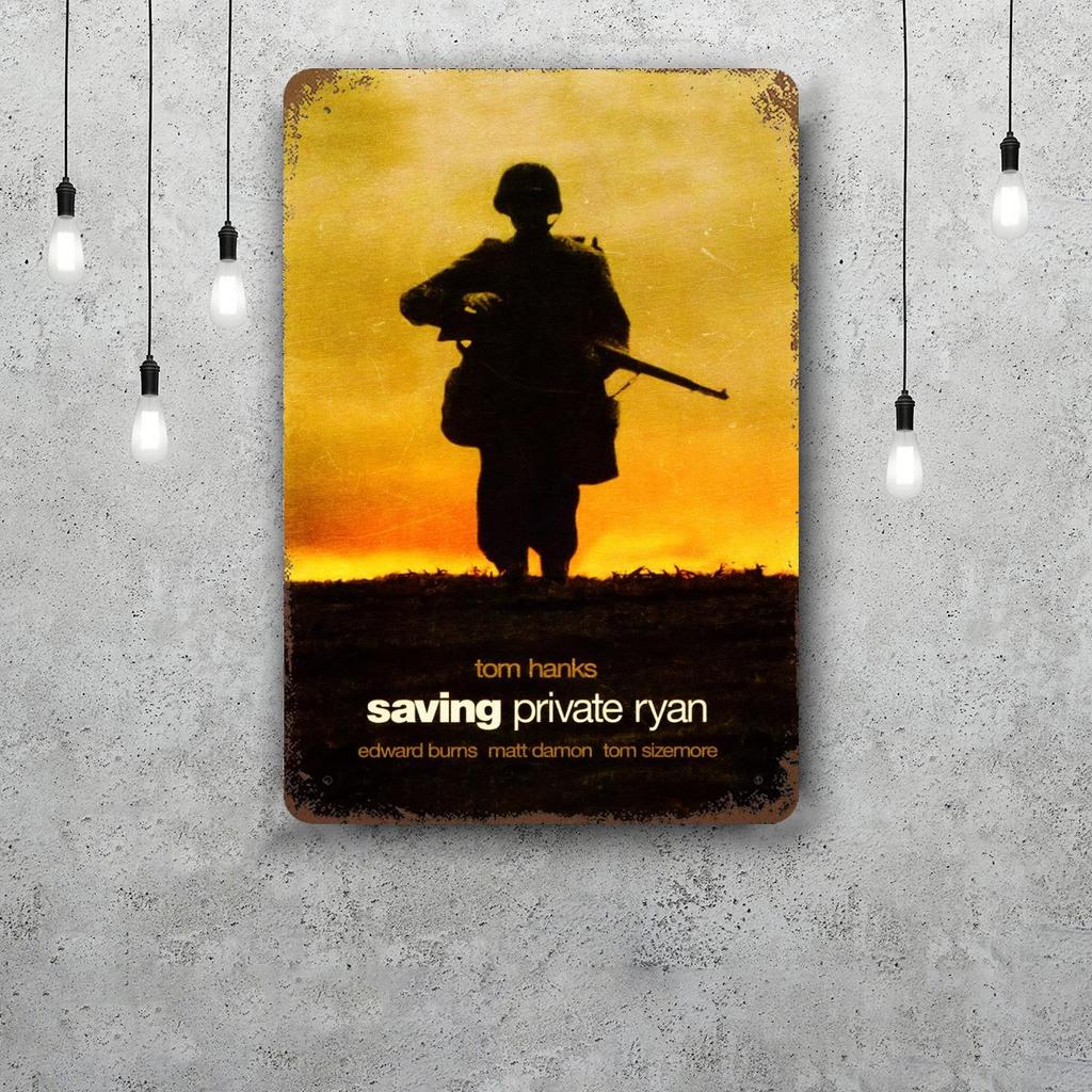 Saving Private Ryan Movie Decor Poster Vintage Tin Sign Metal Sign Decorative Plaque for Pub Bar Man Cave Club Wall Decoration