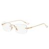 Internet Celebrity Frameless Glasses Women's Square Retro Golden Edged Eyeglass Frame Frameless Plain Glasses Small Frame Face