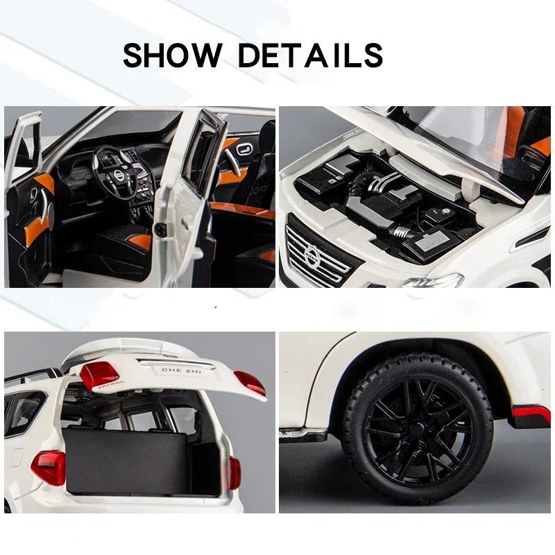 New 1:24 Nissan Patrol Off-road SUV Alloy Model Car Diecast car Toy Model Collectible Iron Toy Car Sound Light Car For Boys Kids C48