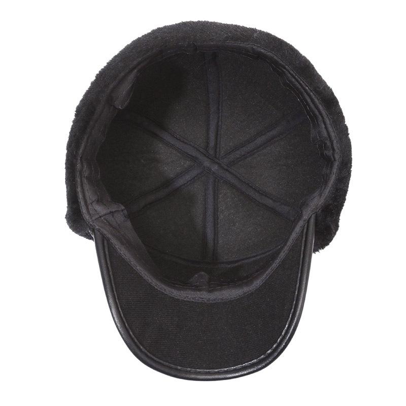 Herre Vinter PU Skinn Øreklaff Baseballcaps - Varm Bomullshatt for Menn i Middelalderen.