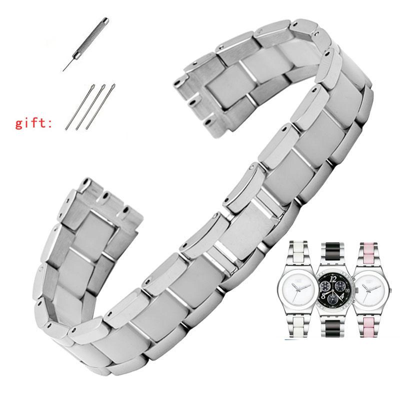 Para pulseira de metal de núcleo sólido Swatch corrente de relógio côncava convexa YCS Yas YGS relógio de aço masculino e feminino pulseira de cerâmica