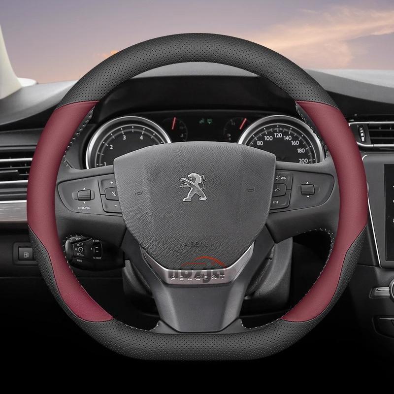 35cm 38cm Leather Car Steering Wheel Cover for Peugeot 5008 408 308 Rifter e-Expert Expert e-Traveller Landtrek Accessories