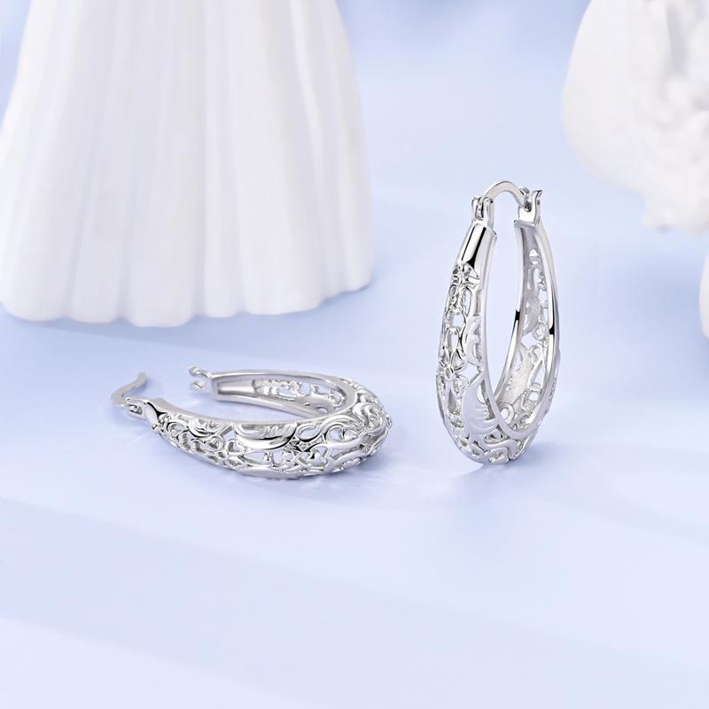 925 Silver Earrings Shining Zircon Cherry Rainbow Flower Mushroom Iris Flower Hoop Earring for Women Party Jewelry Gift