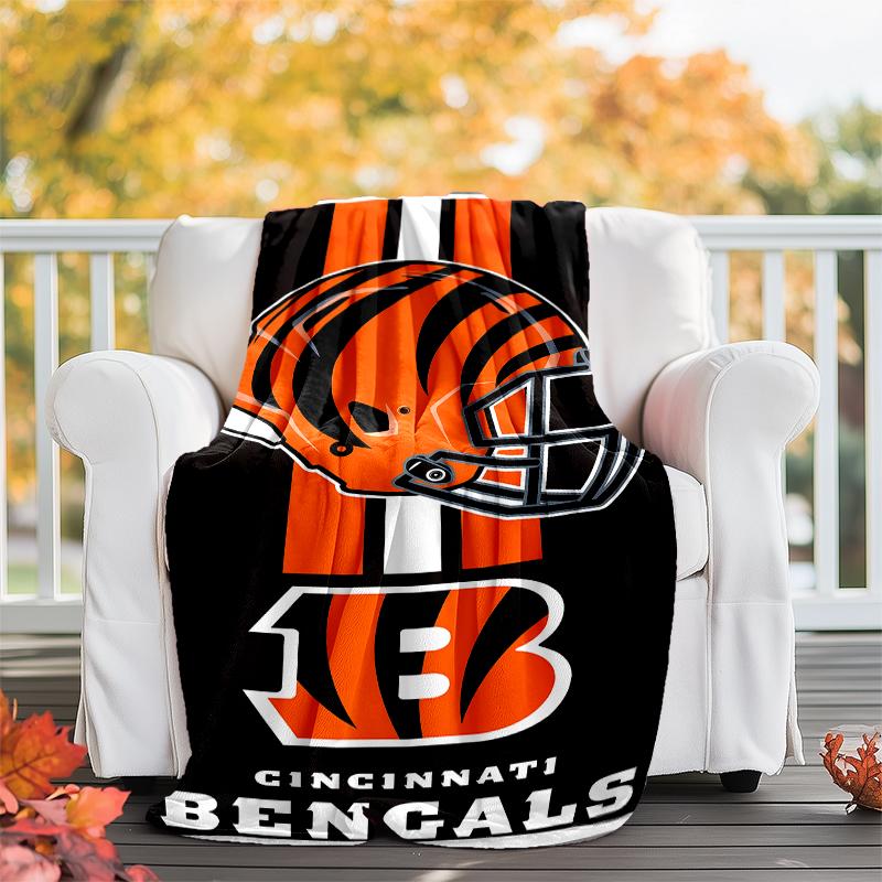 Cincinnati Bengals LOGO printed throw blanket—soft,warm;versatile blanket for all seasons—perfect as &air-conditioning throw,nap blanket