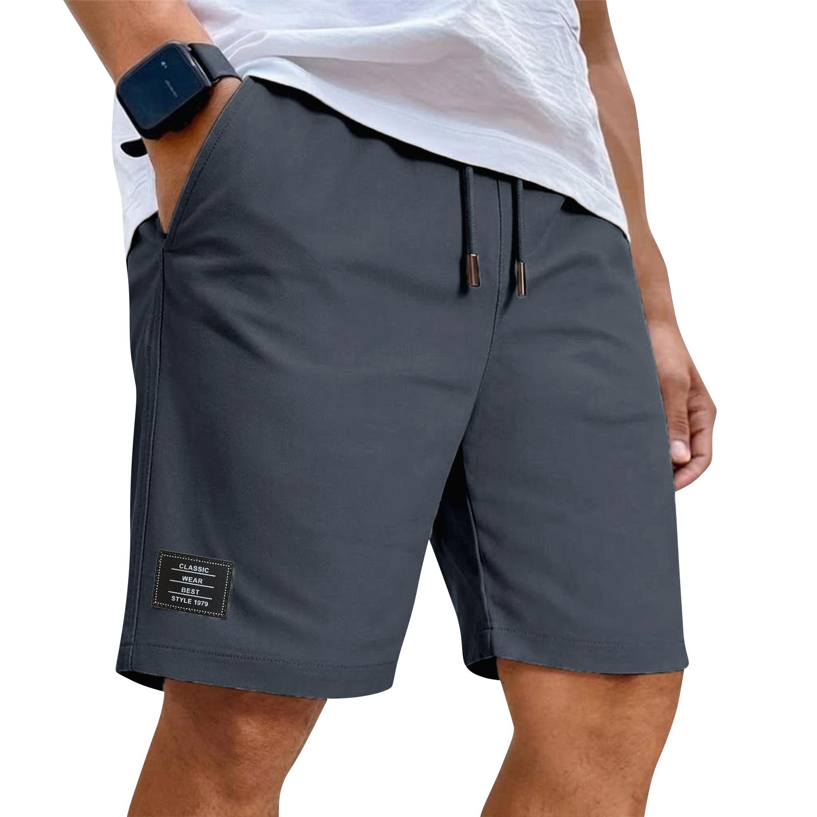 

Mens Cargo Shorts Knee Length Pants Casual Elasticated Waist 3/4 Length Shorts Men Capri Pants L тёмно-синий