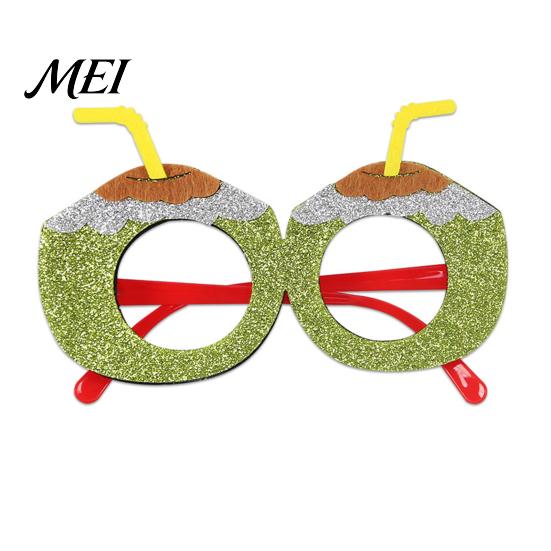 Fun Summer Vacation Eyeglasses Hawaiian Tropical Party Glasses, Glitter Felt Beach Pool Eyeglasses, Creative Event Props Ocean Luau Style Eyewear for