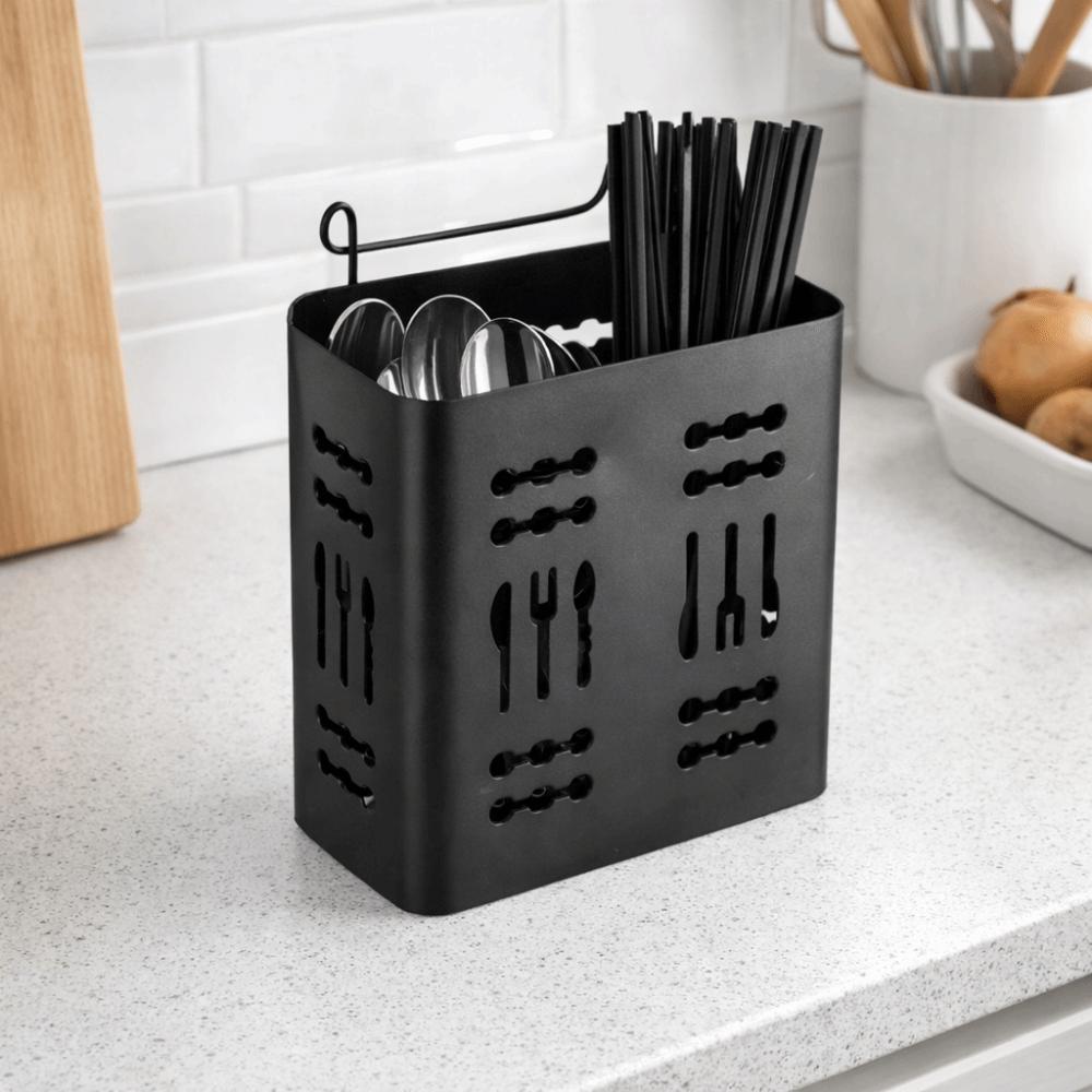 2 Divided Compartments Stainless Steel Chopsticks Rack Rust-proof Utensil Holder  Household