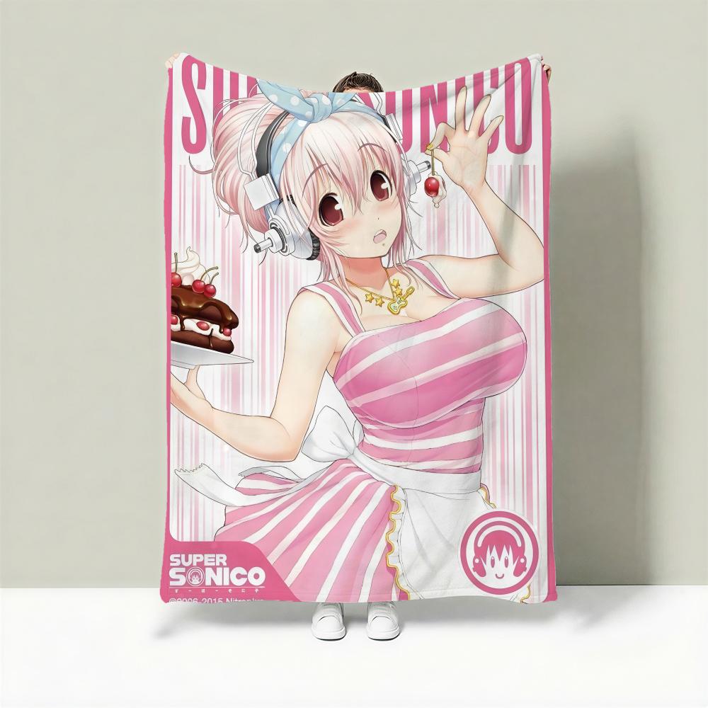 Character S-Super Sonico Throw Lightweight 240g Flannel Blanket Soft Skin-friendly for Summer Cooling