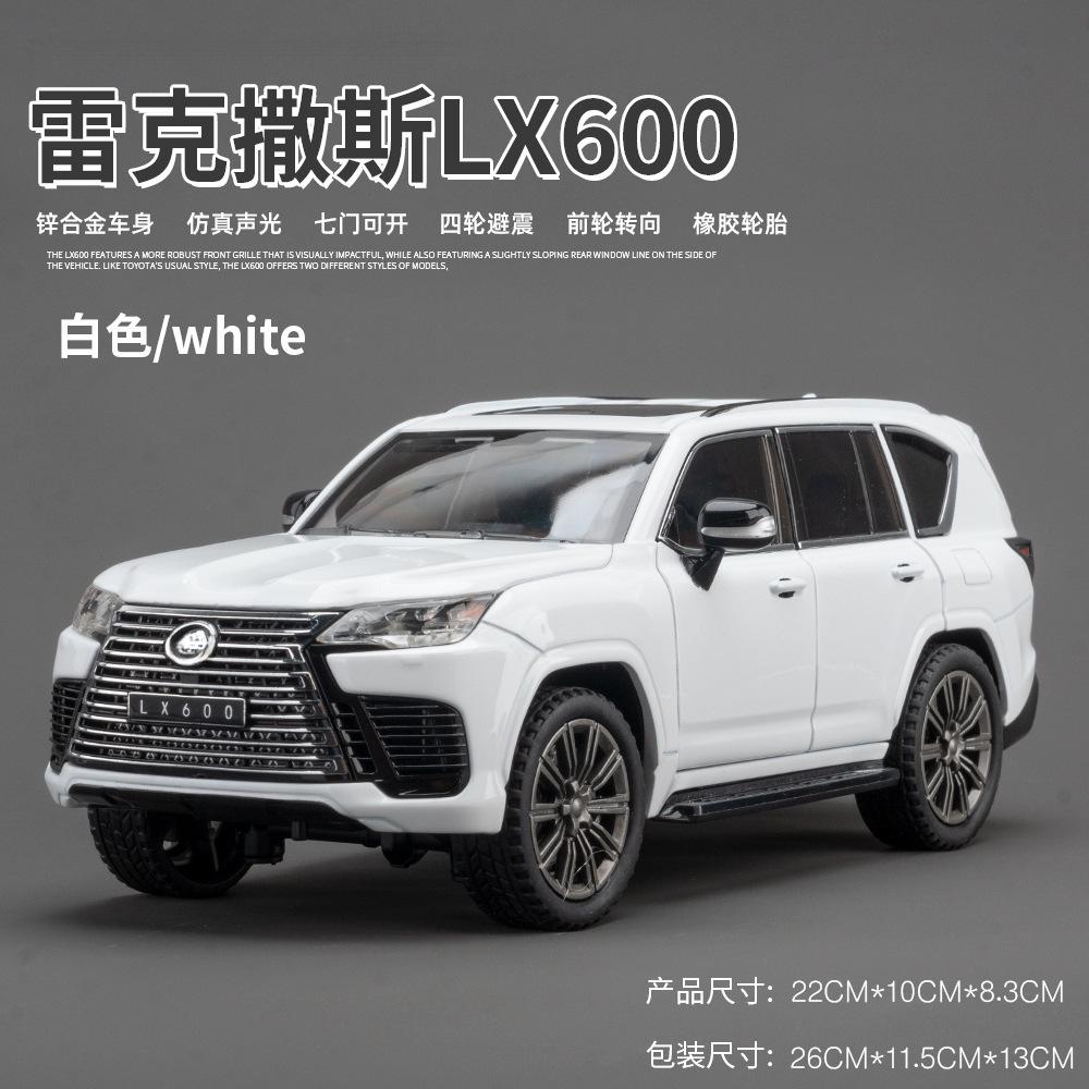 1:24 LEXUS LX600 Alloy Car Model Sound And Light Pull Back Toy Car Off-Road Car Simulation for Boy Collection Decoration