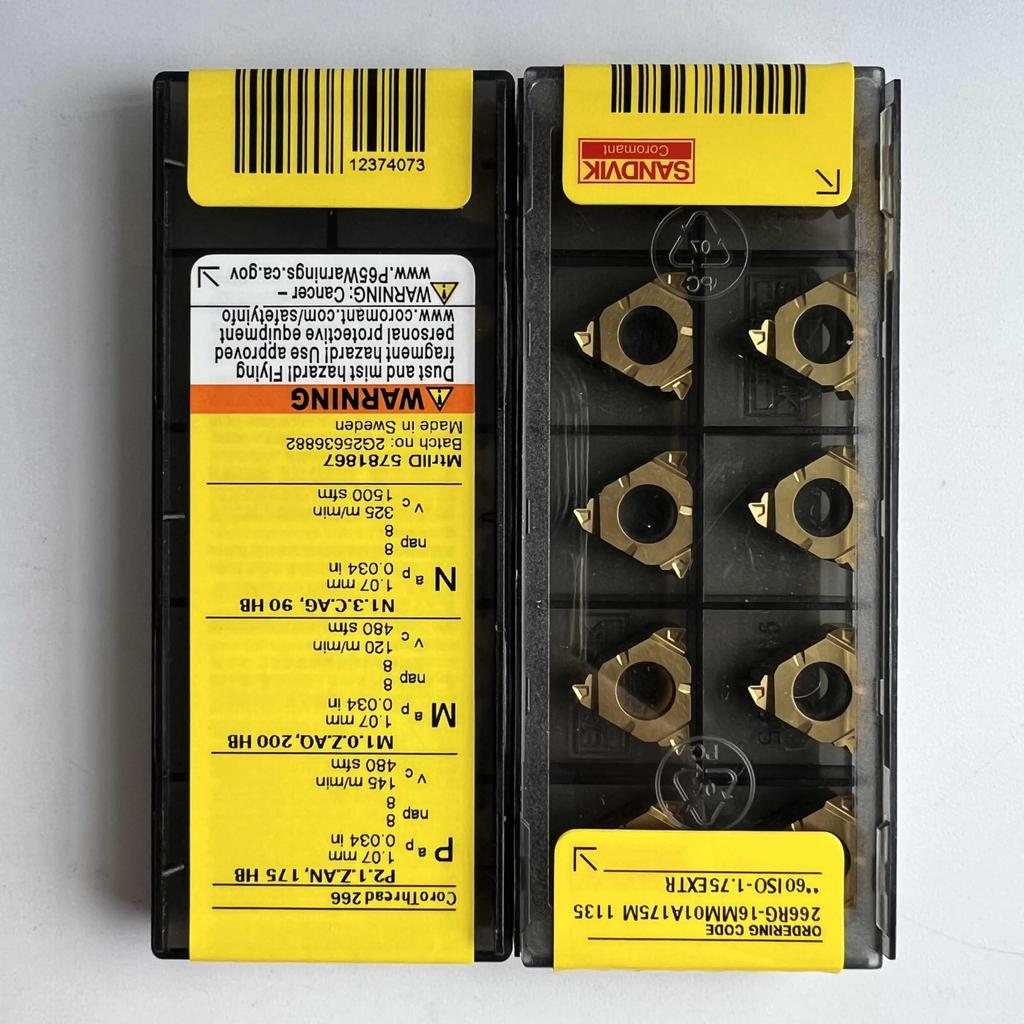 Original Sandvik / 266RG-16MM01A175M 1135 / CNC Lathe Carbide Blade 10 Pcs