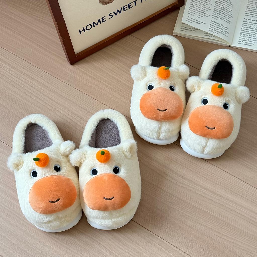Bonitas zapatillas de algodón de capibara, nuevas de invierno, para interior del hogar, con cabeza de bolsa antideslizante, cálidas de felpa, algodón, mopa