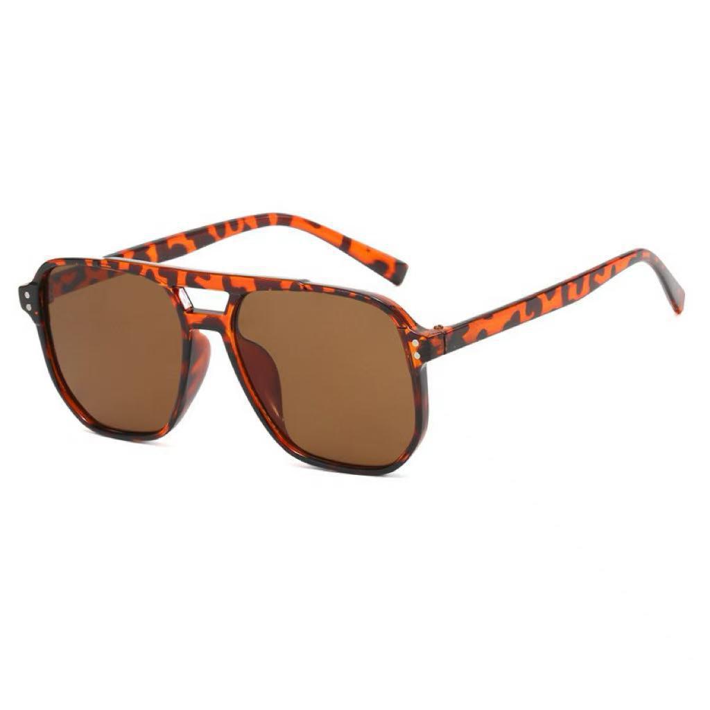 Dropshipping Double Beam Retro Sunglasses Sun Protection Shade European and American Pilot Toad Glasses.