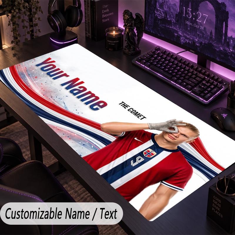 Large Mouse PadErling Haaland Custom Name Text Personalized Desk Mat Non Slip Gaming Pad