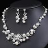 3pcs Korean Minimalist Zircon Zircon Set Plated Bridal Necklace Earrings Versatile Clavicle Chain Set for Weddings Everyday Wear