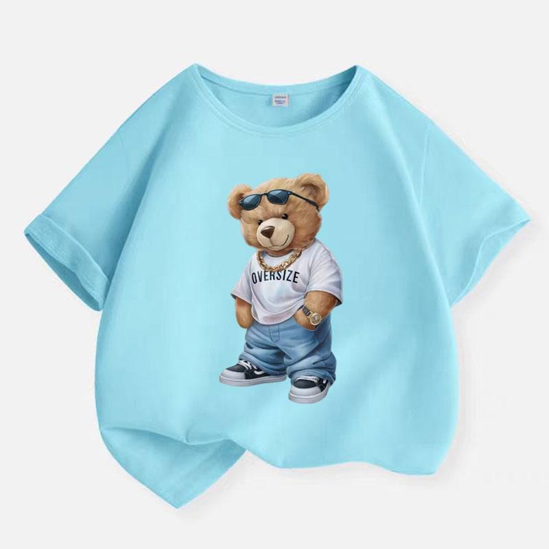 Cool Bear Graphic Print Baby Boys T-shirt Cotton Black Tops Tee 2026 New Summer Sport Cartoon Kids T Shirt Teen 6 8 10 12 Years