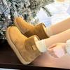 Cowhide Version Snow Boots Women's Velvet Thickened Warm Short Boots Thick Sole Fur Integrated Large Cotton Shoes Children