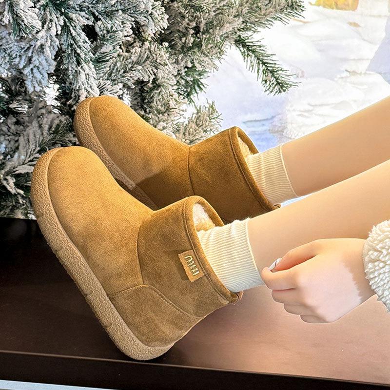 Cowhide Version Snow Boots Women's Velvet Thickened Warm Short Boots Thick Sole Fur Integrated Large Cotton Shoes Children