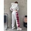 Completo Streetwear da Donna con Felpa Corta e Pantaloni Jogger con Stampa a Lettere Outfit Casual a Manica Lunga Autunno